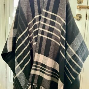 Black and White Plaid Poncho